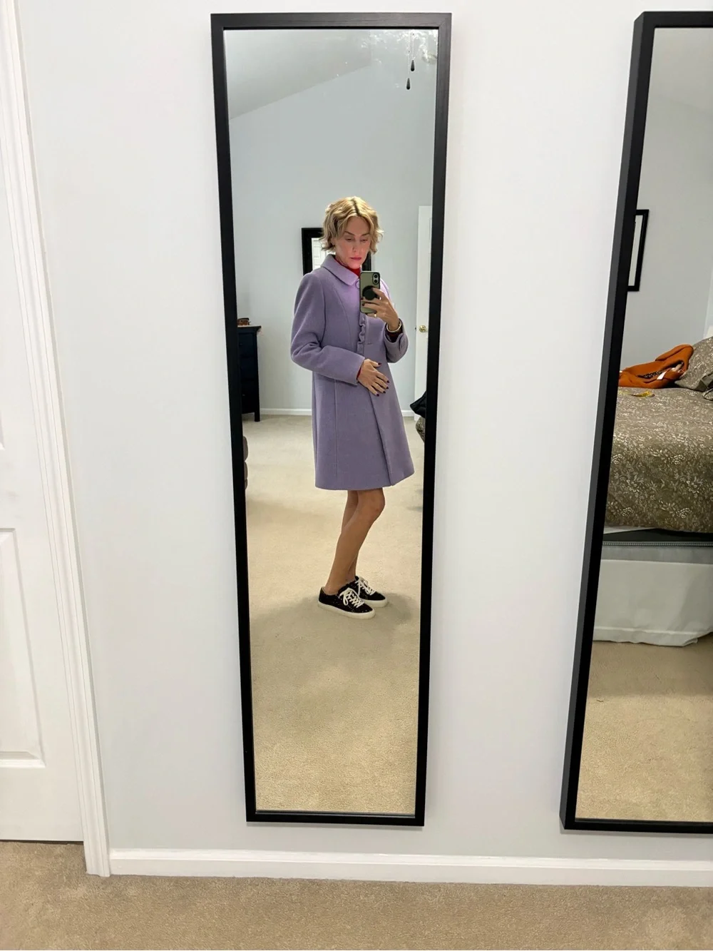 Talbots Lavender Wool-Blend Girls' Pea Coat with Ruffle Trim